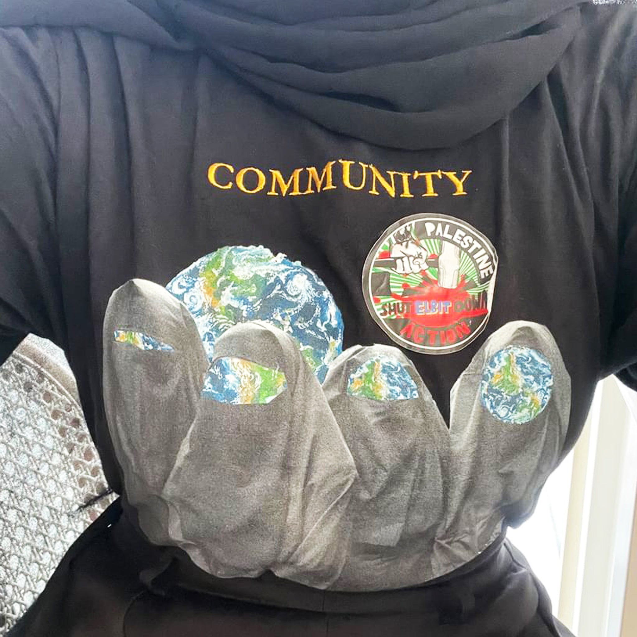 Community: Black Print and Embroidery T-Shirt