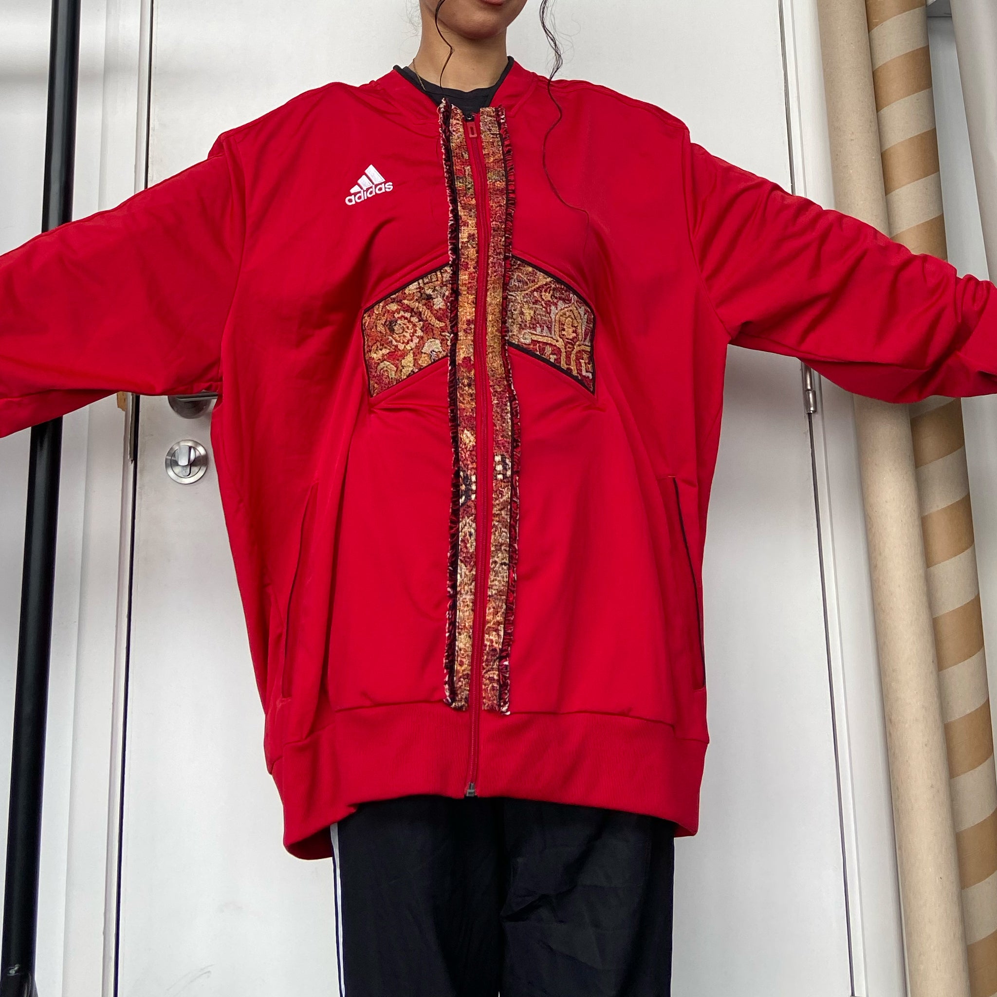 Red Up-cycled Adidas Co-ord with inside belt