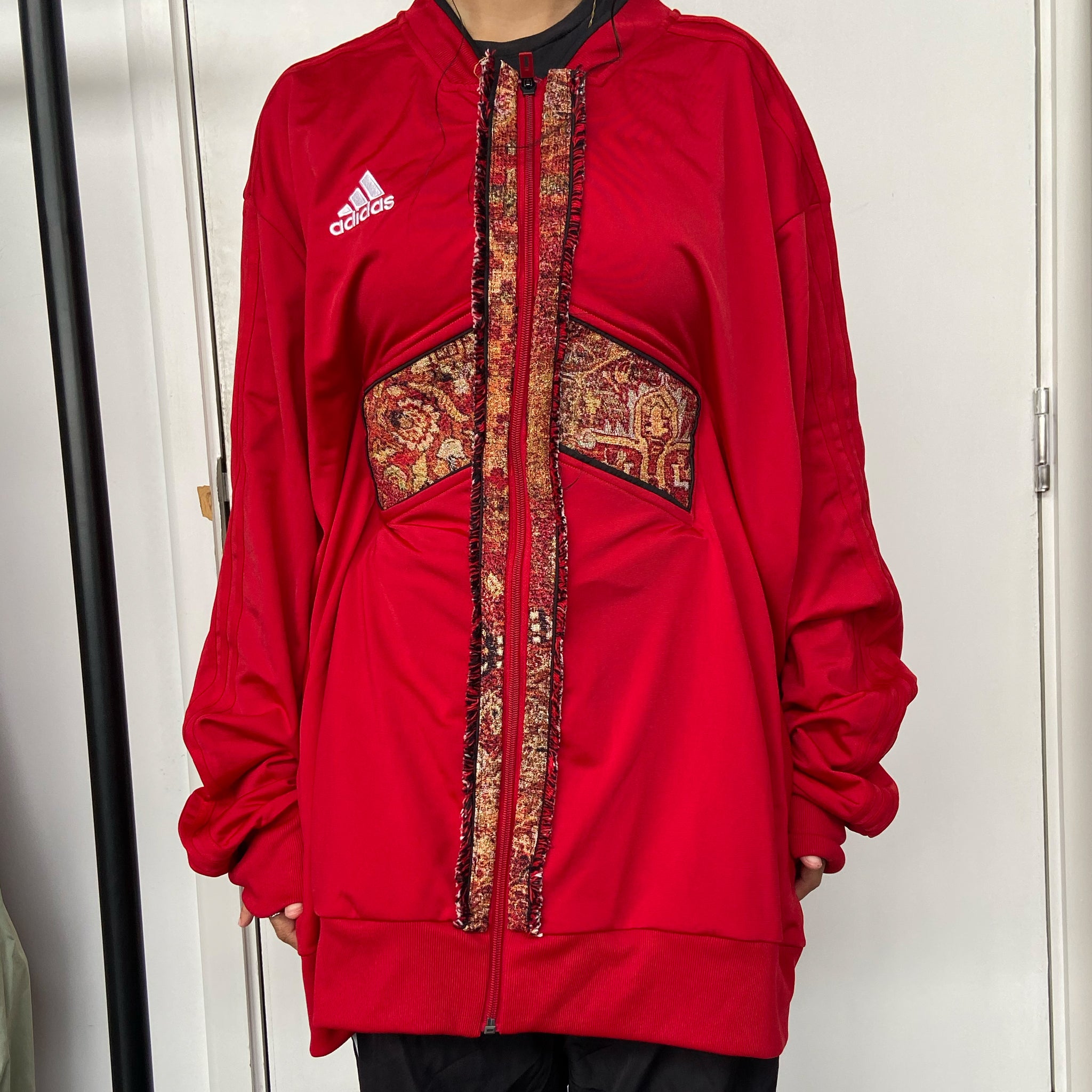 Red Up-cycled Adidas Co-ord with inside belt