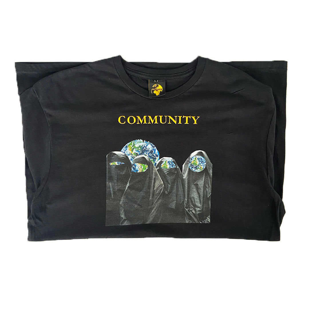 Community: Black Print and Embroidery T-Shirt