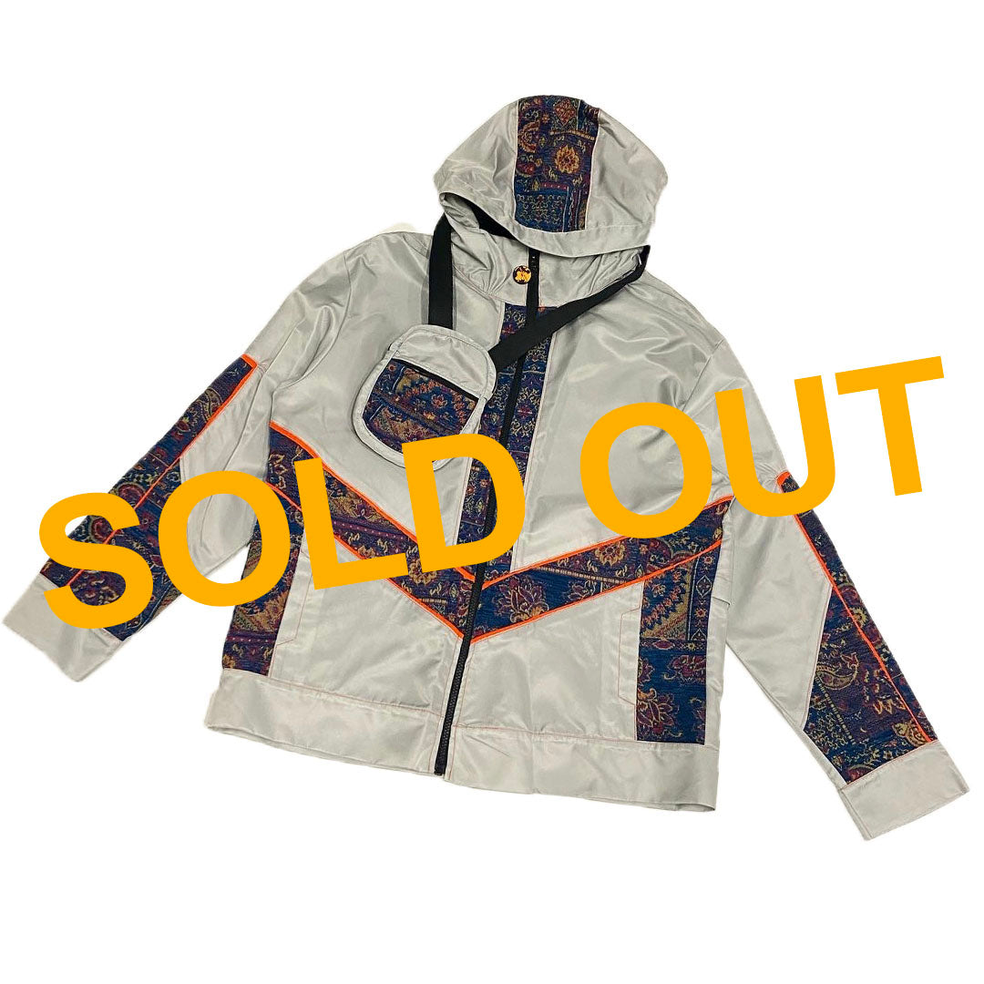 Light Grey and Blue Outerwear Jacket and Bag
