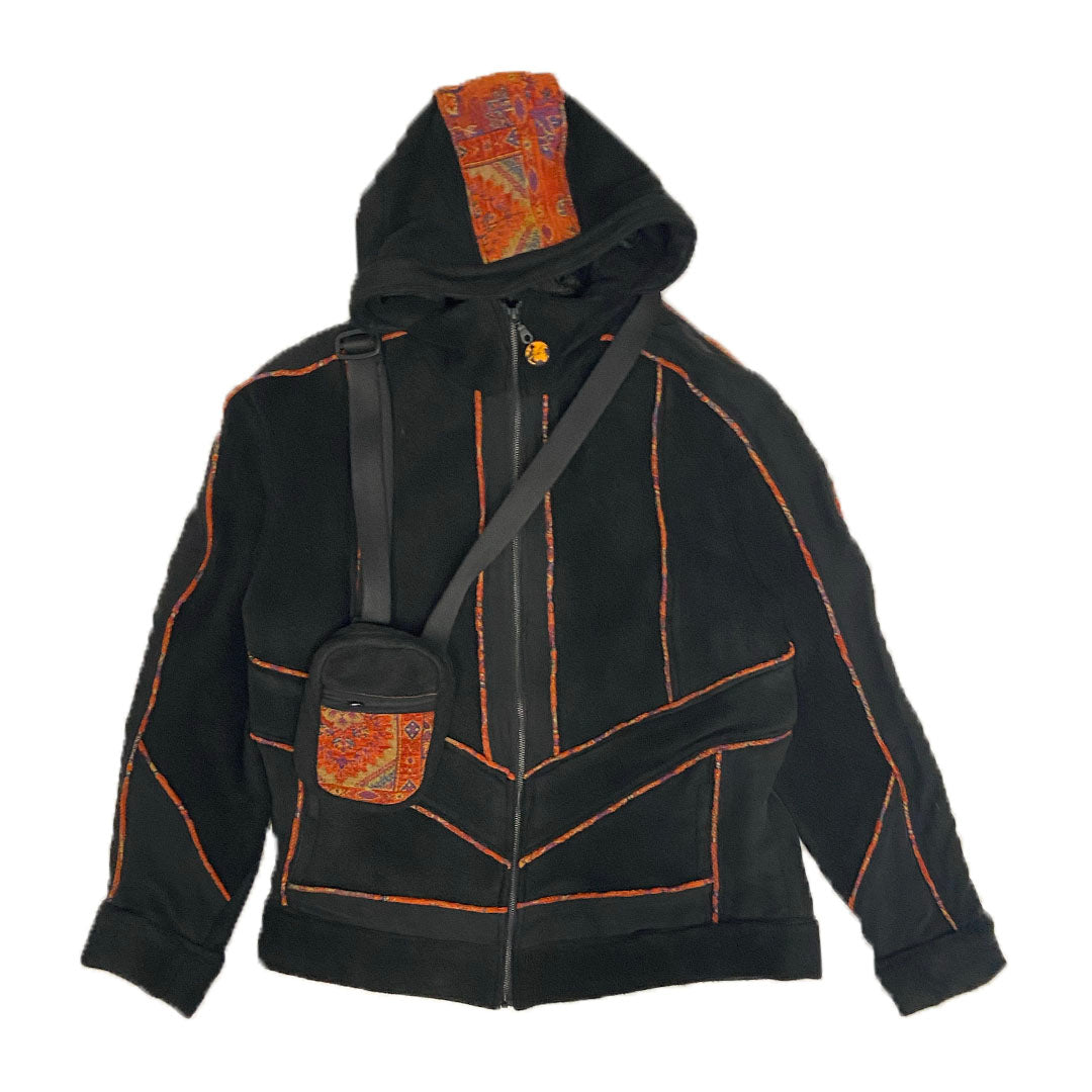 Black and Orange Fleece Jacket and Bag