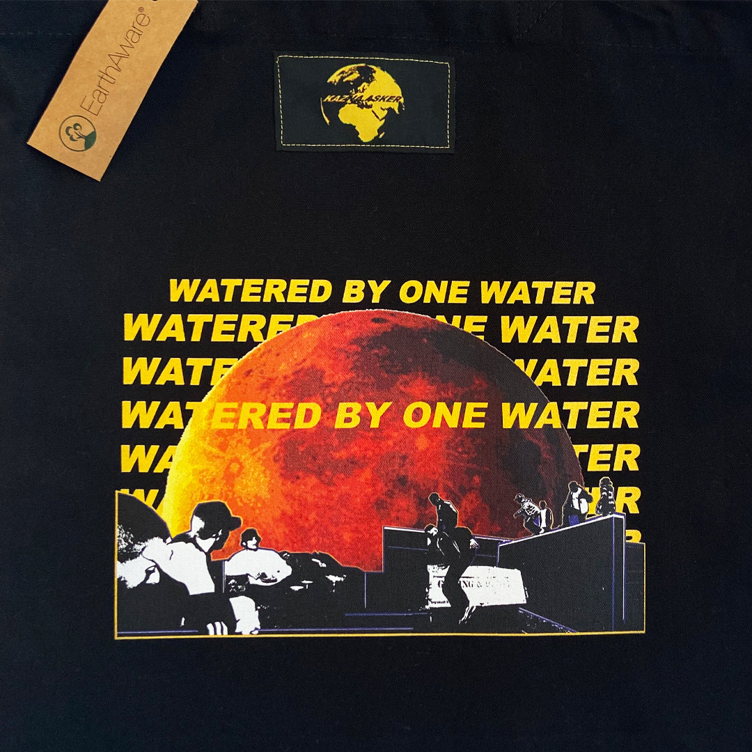 Watered by one Water: Black Tote Bag