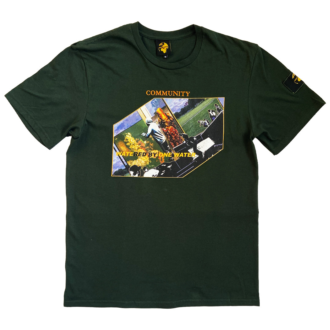 Community: Forest Green Print and Embroidery T-Shirt